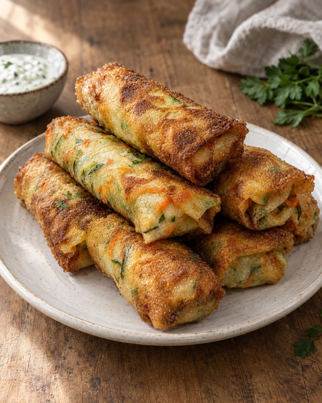 Rouleaux de Printemps Végétaliens à la Courgette et au Fromage Blanc