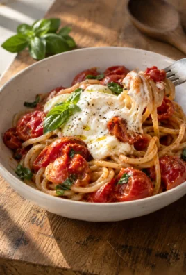 Spaghetti aux tomates éclatées et burrata