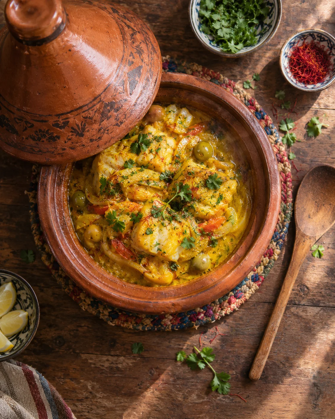 Tajine Parfumé à la Lotte, Safran & Curry — Mijoté, Parfumé & Gourmand