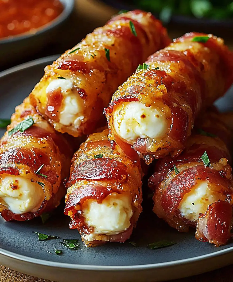 Cheesy Bacon-Wrapped Mozzarella Sticks
