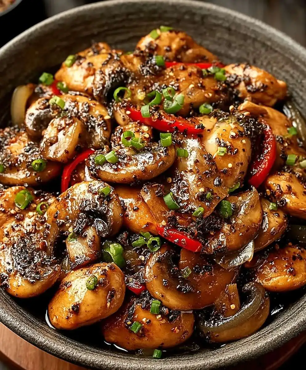 Black Pepper Chicken with Mushrooms
