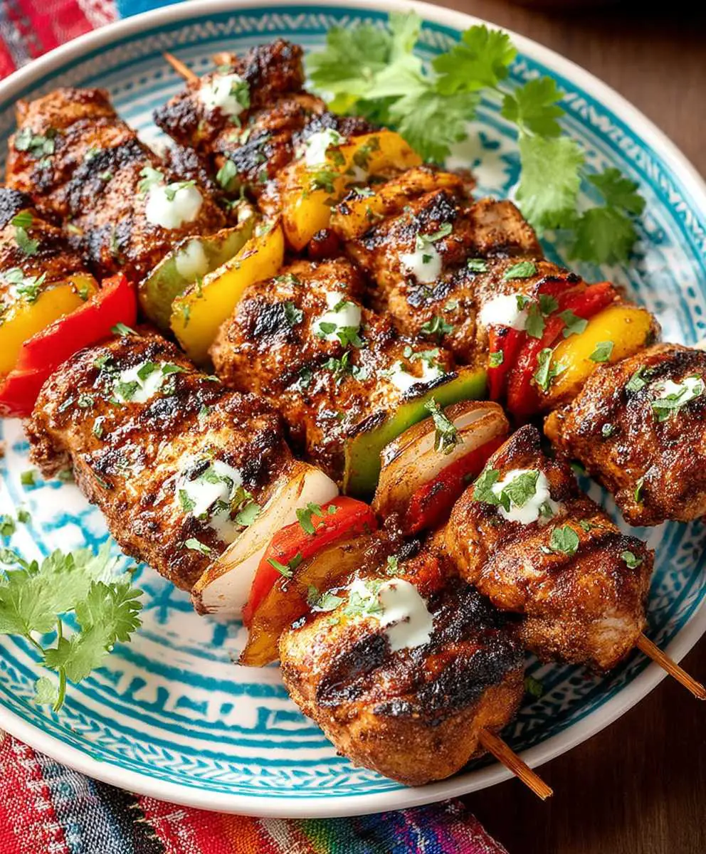 Mexican barbecue chicken skewers