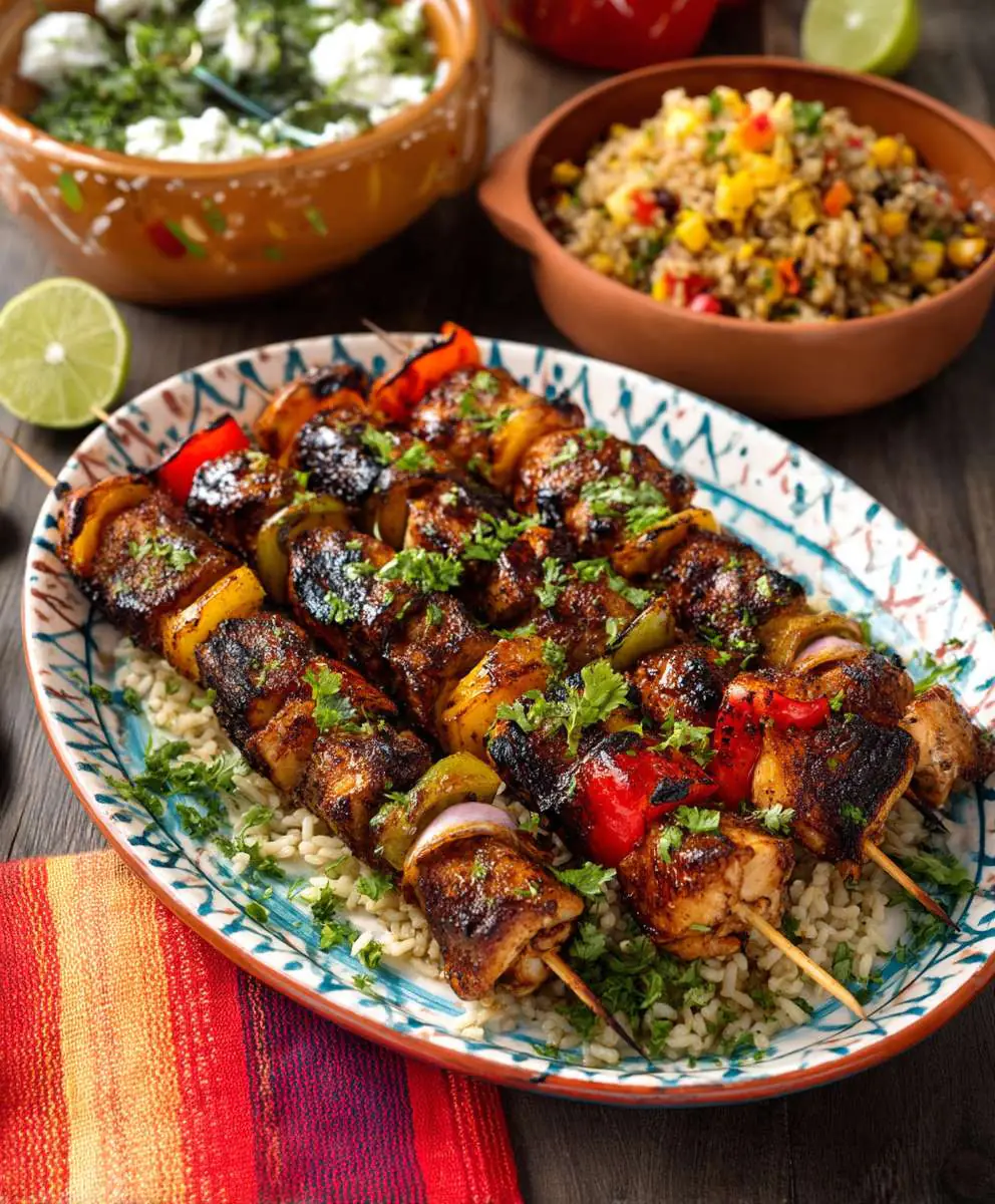 Mexican barbecue chicken skewers